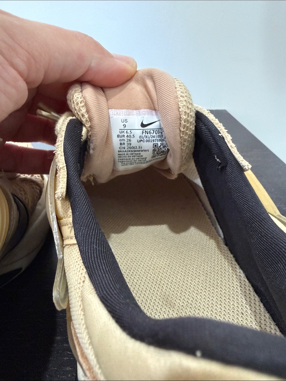 Nike Tan Mesh & Suede Sneakers with Silver Swoosh - Picture 2 of 6